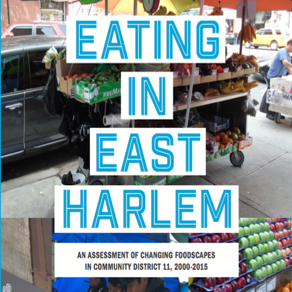 title slide of "Eating in East Harlem: An assessment of changing foodscapes in community district 11, 2000-2015"