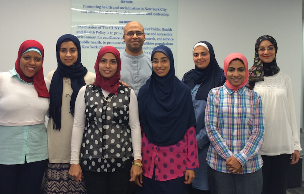 Fulbright Scholars from left to right: Dr. Huda Omar Abubakr Abdelhakeem, Dr. Mai Hassan Saleh Mohamed, Dr. Mira Maged Mohamed Abu-Elenin Ramdan, Dr. Mohamed Mahmoud Awad Seweid, Dr. Shaimaa Sherif Zaky Soliman, Dr. Heba Khodary Taha Allam, Mrs. Randa Mahran Aly Mahran, Dr. Dina Moustafa Abouraya Katry 