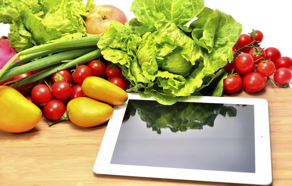 Vegetables variety and tablet computer