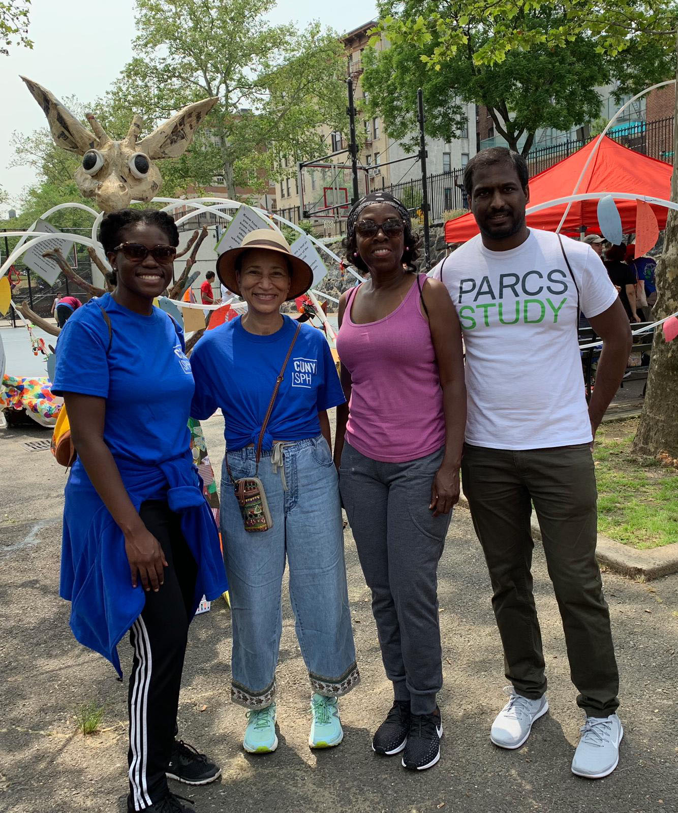 From Left: MPH student Kellie Joseph, Interim Dean of Student Affairs and Assistant Professor Lynn Roberts, TK, and CUNY SPH alum and staff Hanish Kodali.
