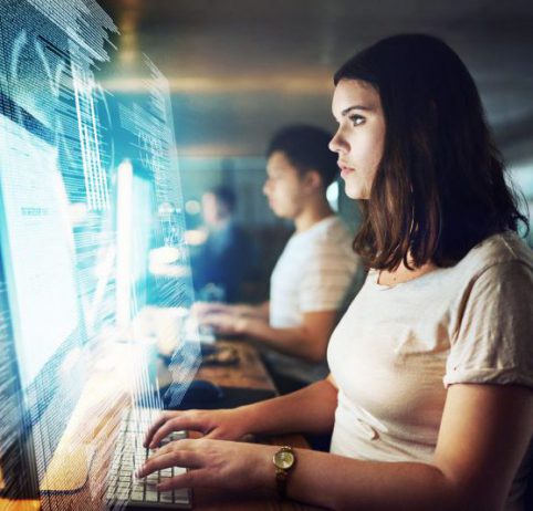 programmer working on a computer code