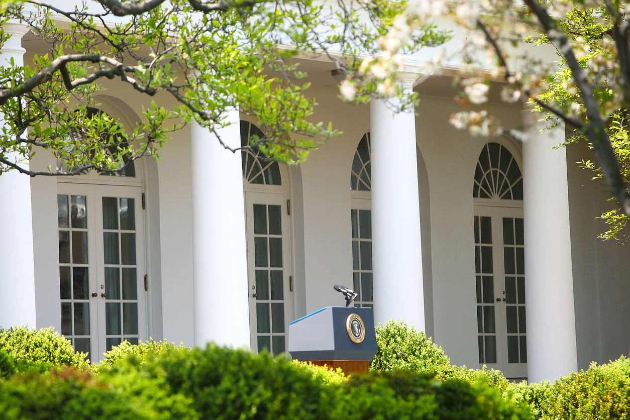 Empty White House podium