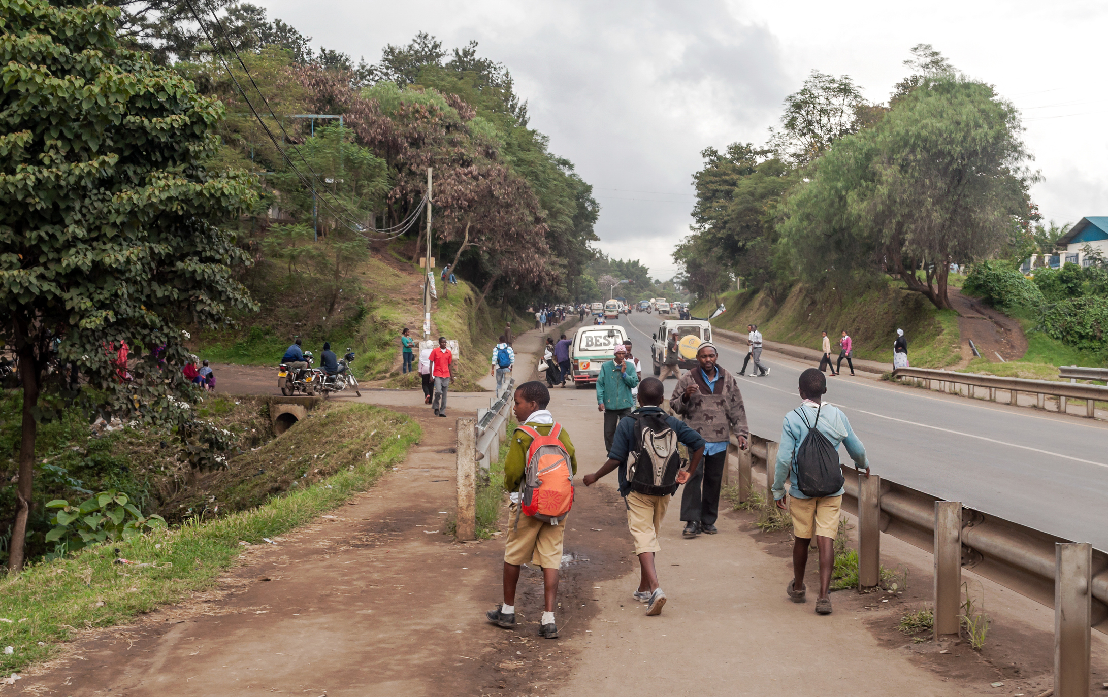 people near highway in Arusha, Tanzania