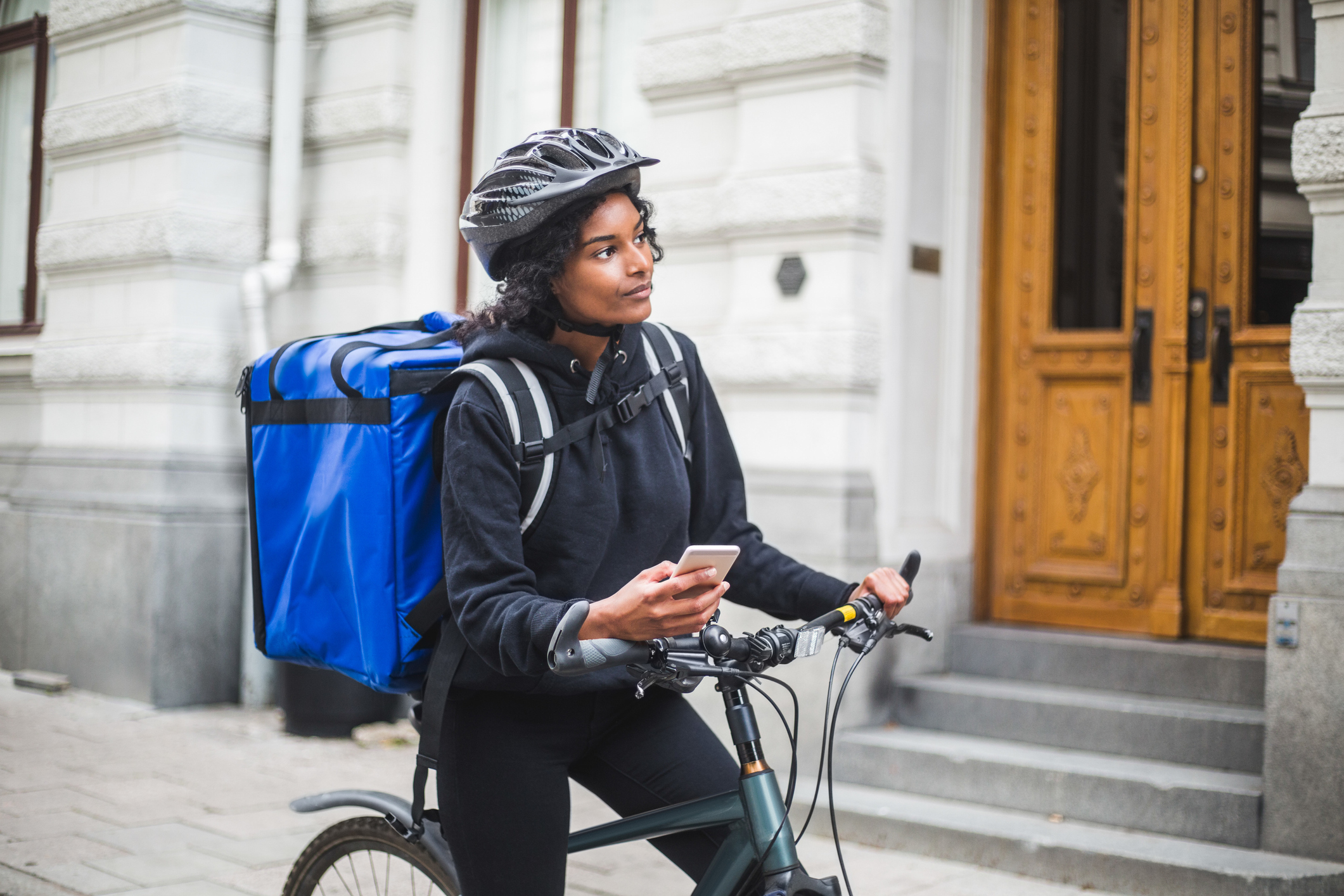 delivery person on bike