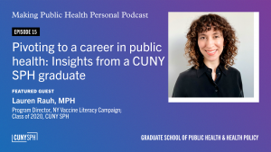 Making Public Health Personal episode art for episode 15 with Lauren Rauh