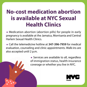 no cost medical abortion at NYC Sexual Health Clinics