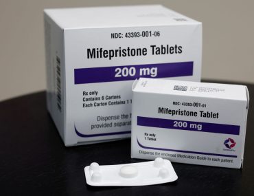 Prescription box of Mifepristone