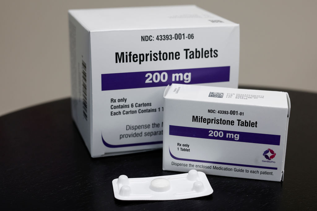 Prescription box of Mifepristone