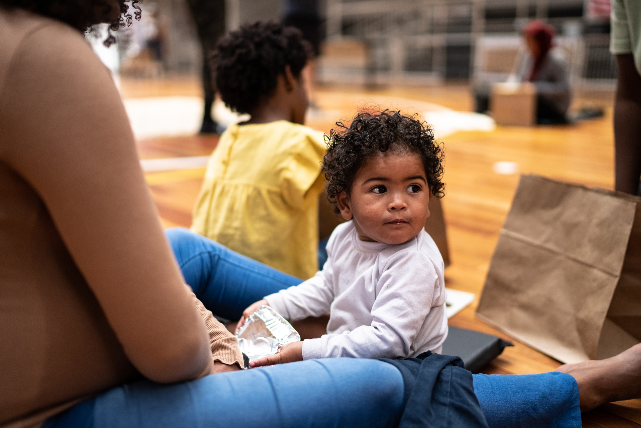 Mother and children awaiting services