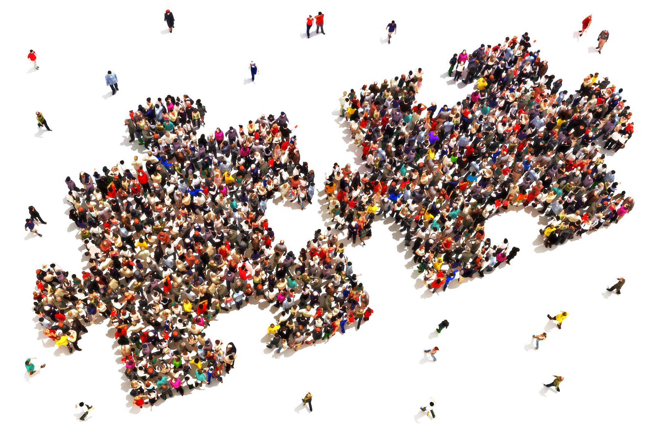 graphic image of large groups of people forming puzzle pieces