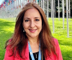 Photo of Melissa Upreti, an internationally recognized human rights lawyer who has spent decades advancing women’s rights and gender equality.