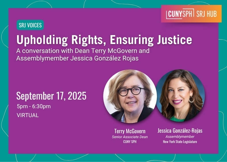 Flyer for SRJ Voices session on September 17 with Dean Terry McGovern and Assemblymember Jessica Gonzalez Rojas