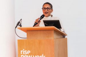 Associate Dean Lynn Roberts speaks at the event