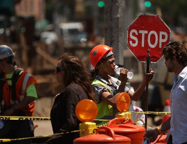 NYC construction workers during heat wave
