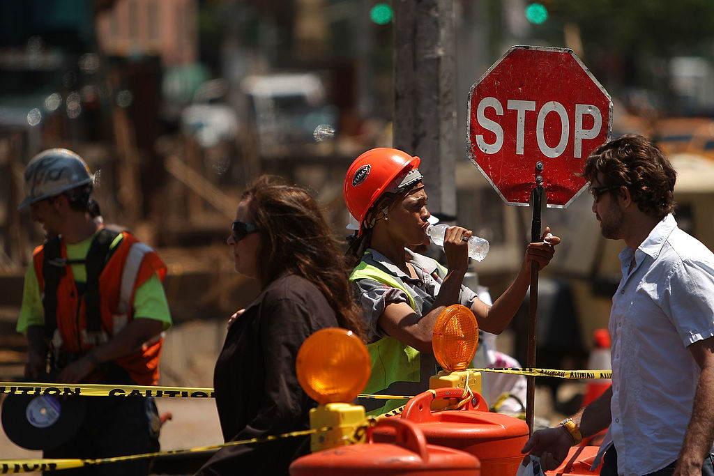 NYC construction workers during heat wave