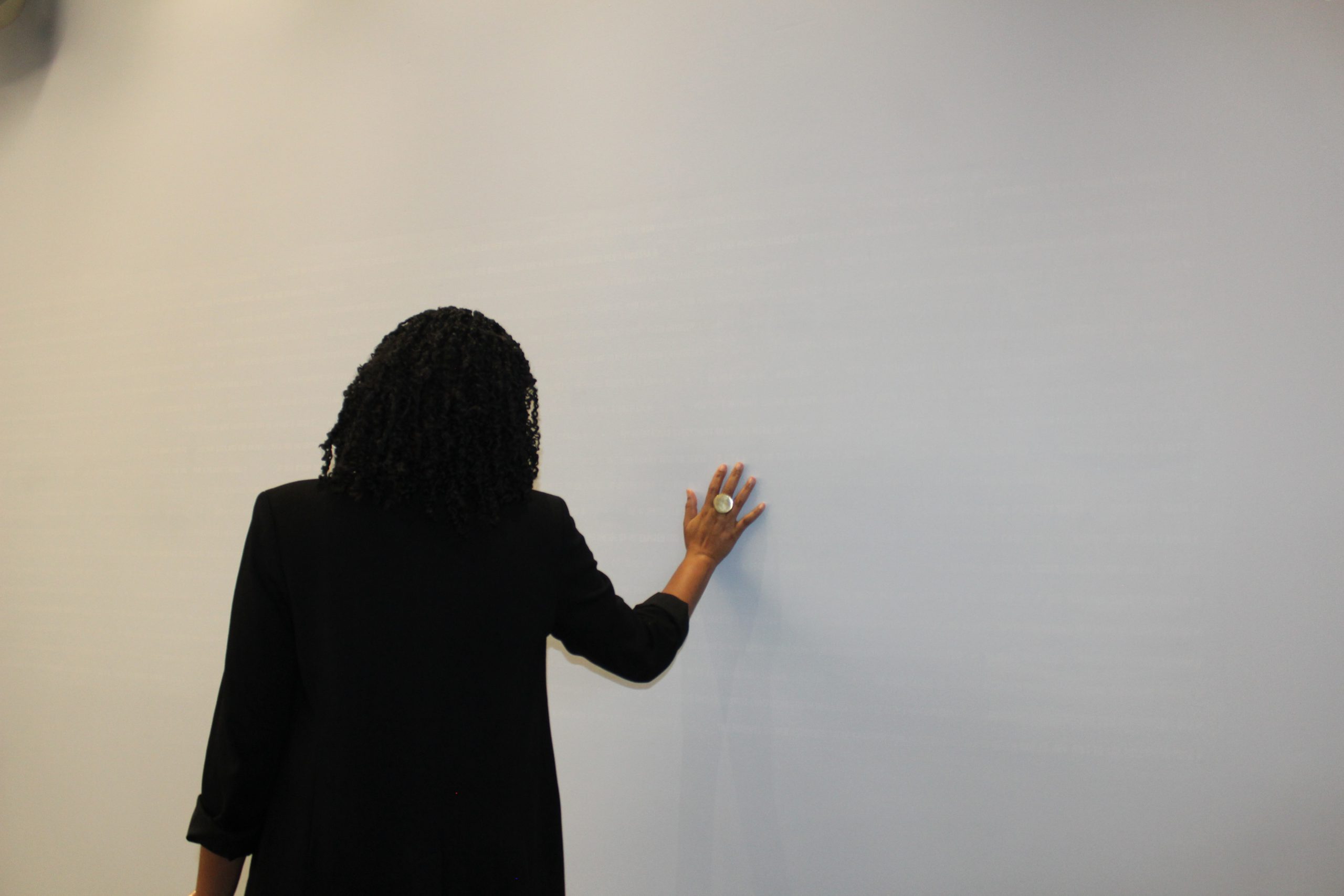 Attendee interacts with the installation