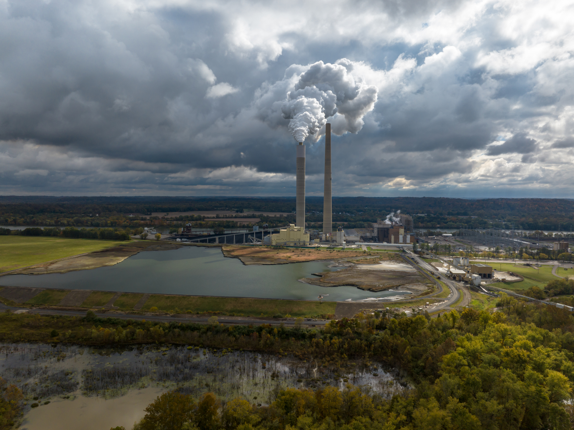 Aerial image of Kyger Creek coal fired power plant in Gallia County, Ohio