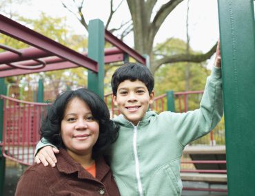 Mother and son at playground.