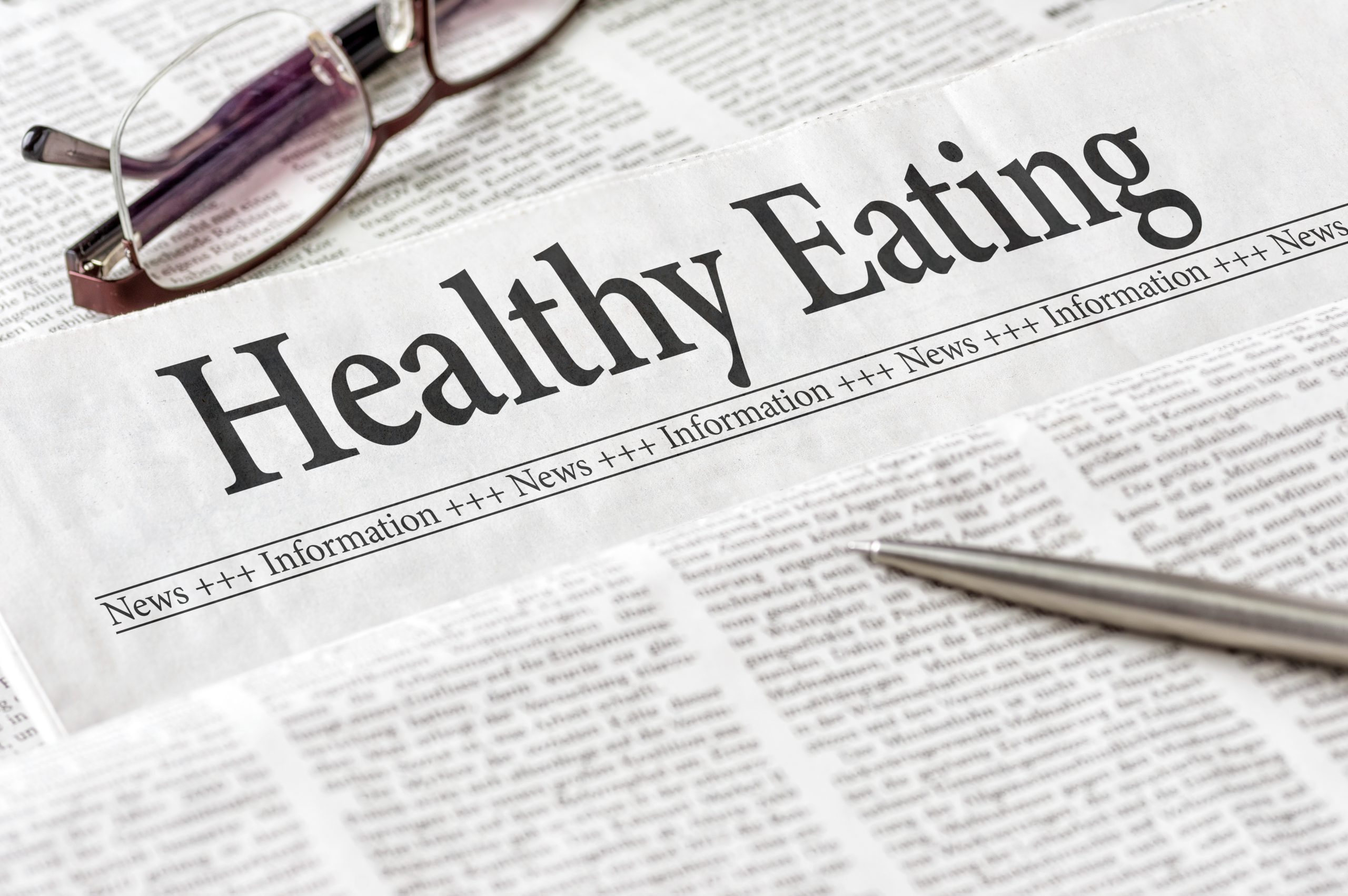 A newspaper with the headline Healthy Eating